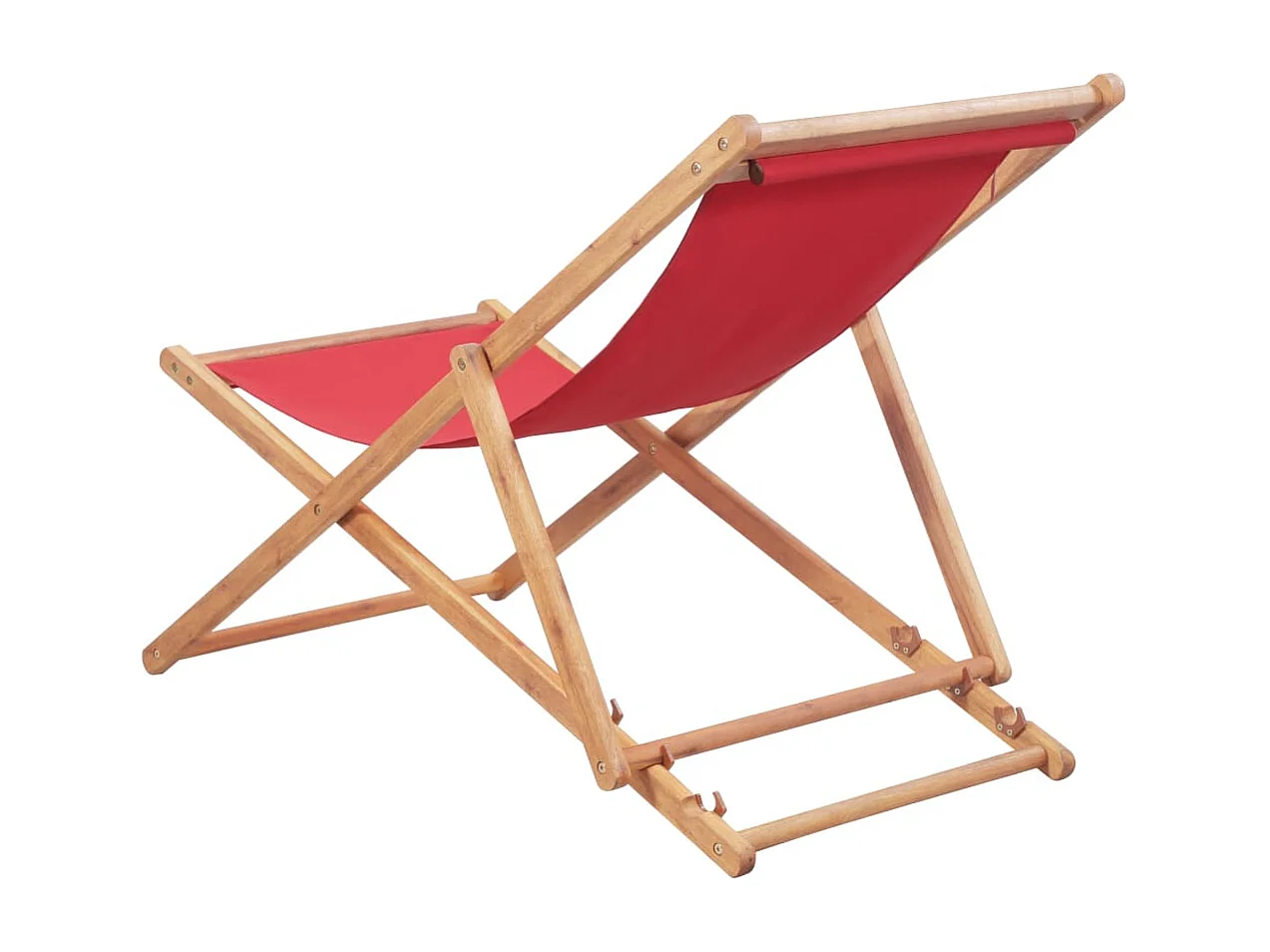 Chaise pliable de plage Tissu et cadre en bois Rouge