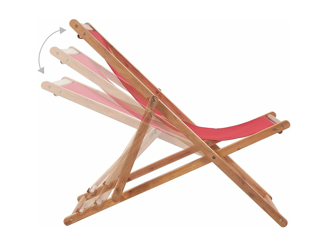 Chaise pliable de plage Tissu et cadre en bois Rouge
