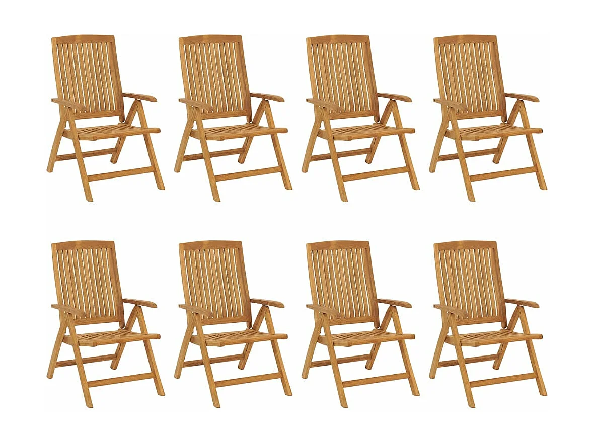 Cadeiras de jardim reclináveis c/ almofadões 8 peças teca maciça