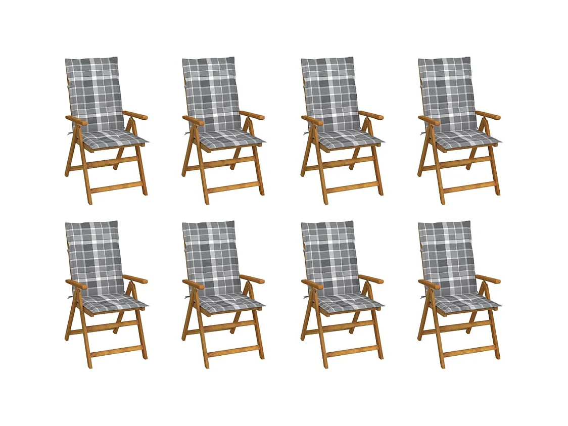 Chaises pliables de jardin avec coussins 8 pièces Bois d'acacia