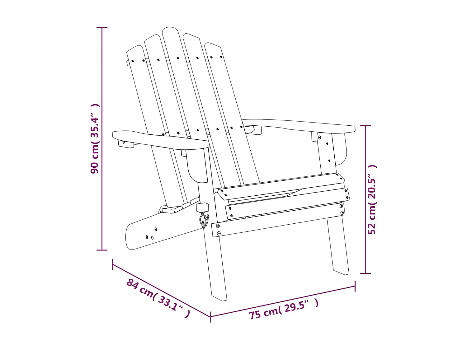 Chaises Adirondack de jardin 2 pièces Bois massif d'acacia