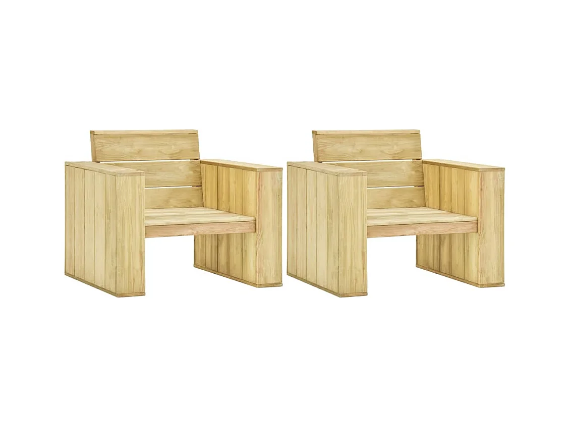 Chaises de jardin 2 pièces 89x76x76 cm Bois de pin imprégné