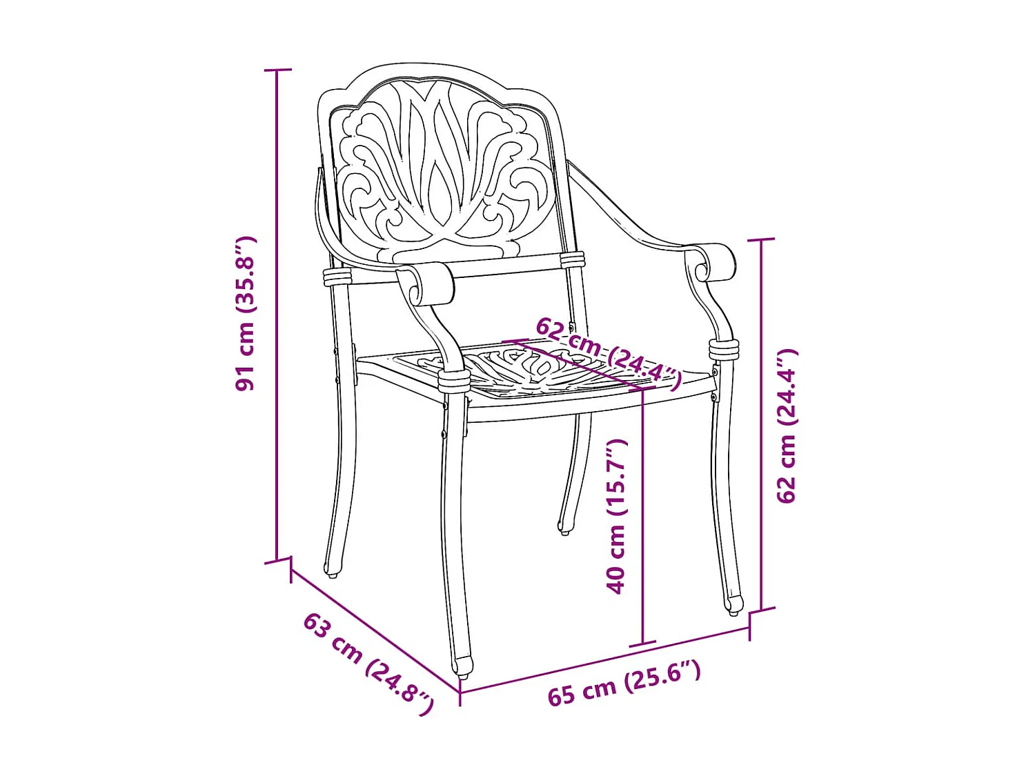 Cadeiras de jardim 2 peças alumínio fundido verde
