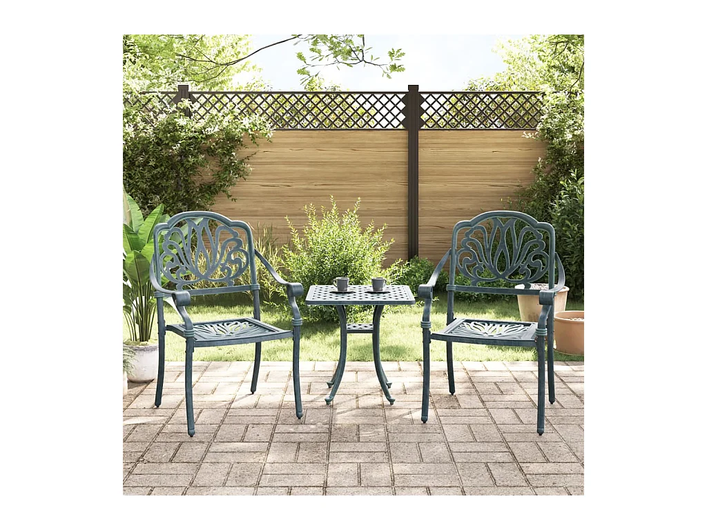 Chaises de jardin lot de 2 vert aluminium coulé