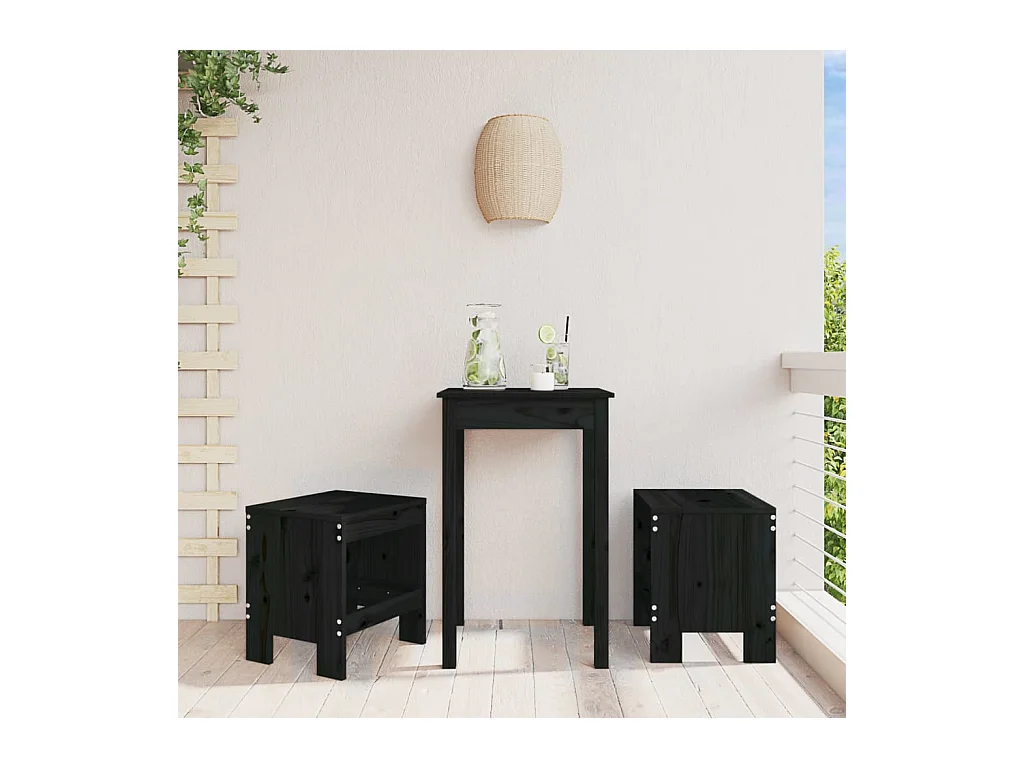 Tabourets de jardin 2 pièces noir 40x36x45 cm bois massif de pin