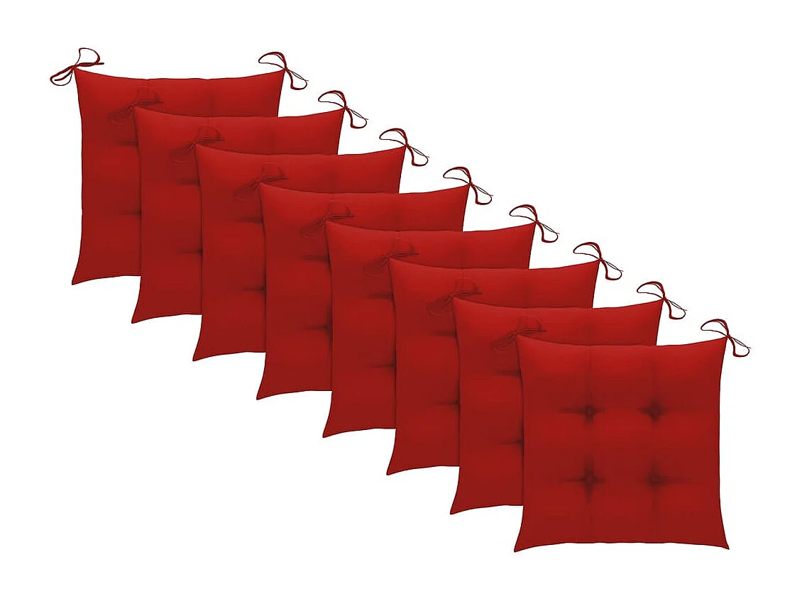 Chaises de jardin avec coussins rouge 8 pièces Bois de teck massif