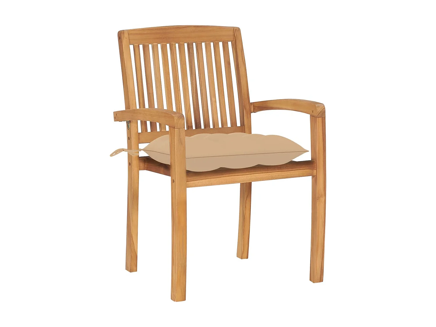 Chaises de jardin 2 pièces avec coussins beige Bois de teck massif