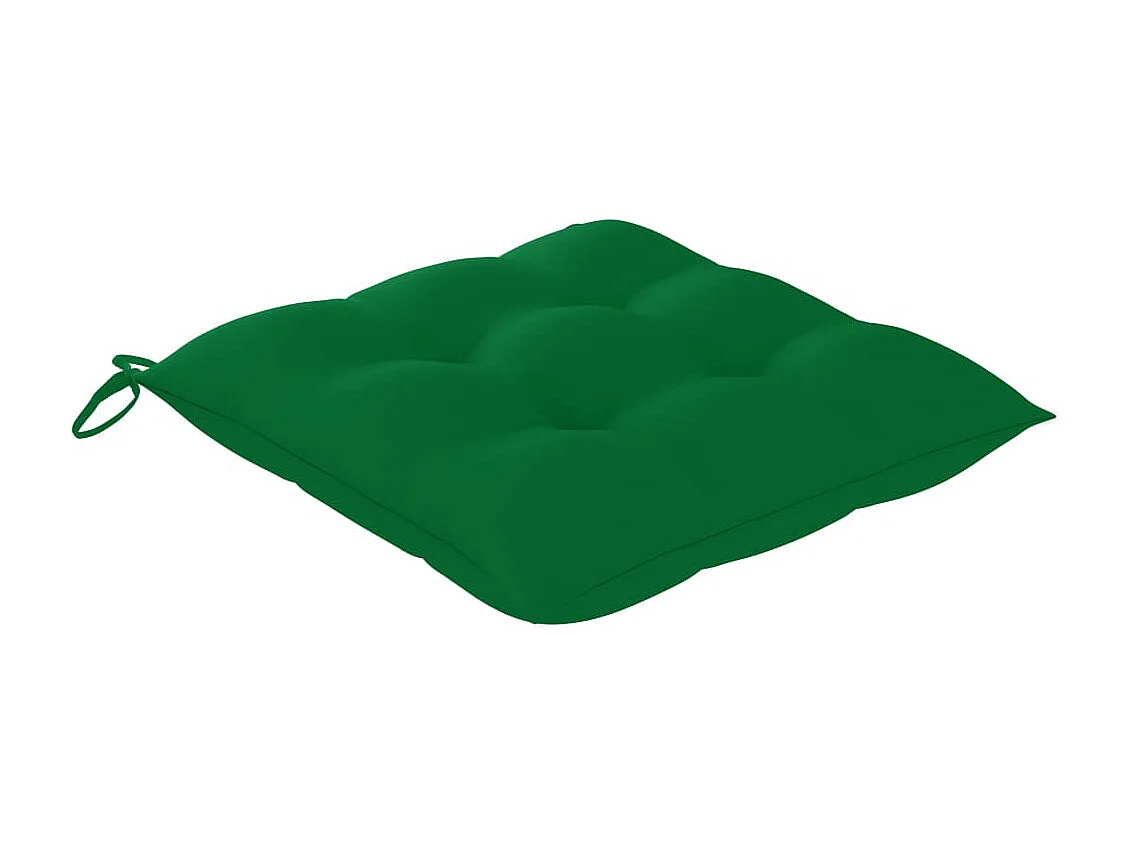 Chaises de jardin 2 pièces avec coussins vert Bois de teck massif