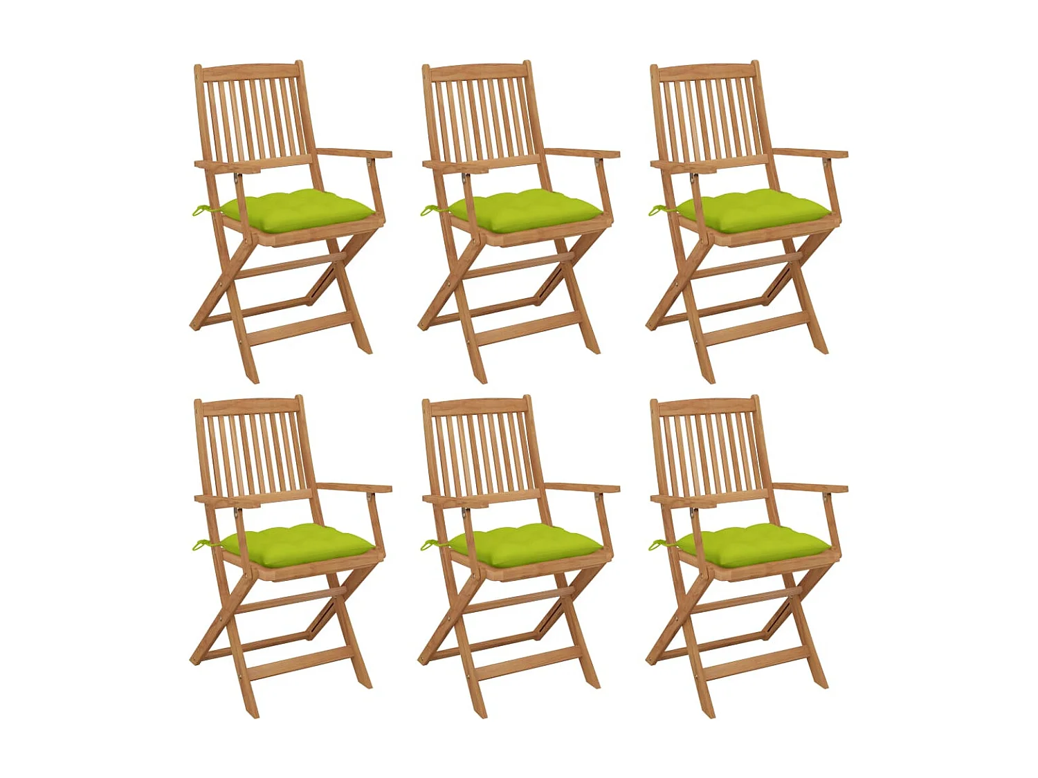 Chaises pliables de jardin 6 pièces avec coussins Bois d'acacia