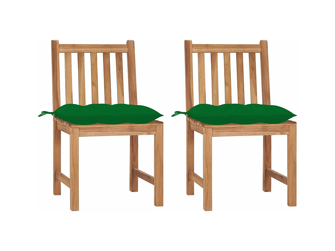 Chaises de jardin 2 pièces avec coussins Bois de teck massif