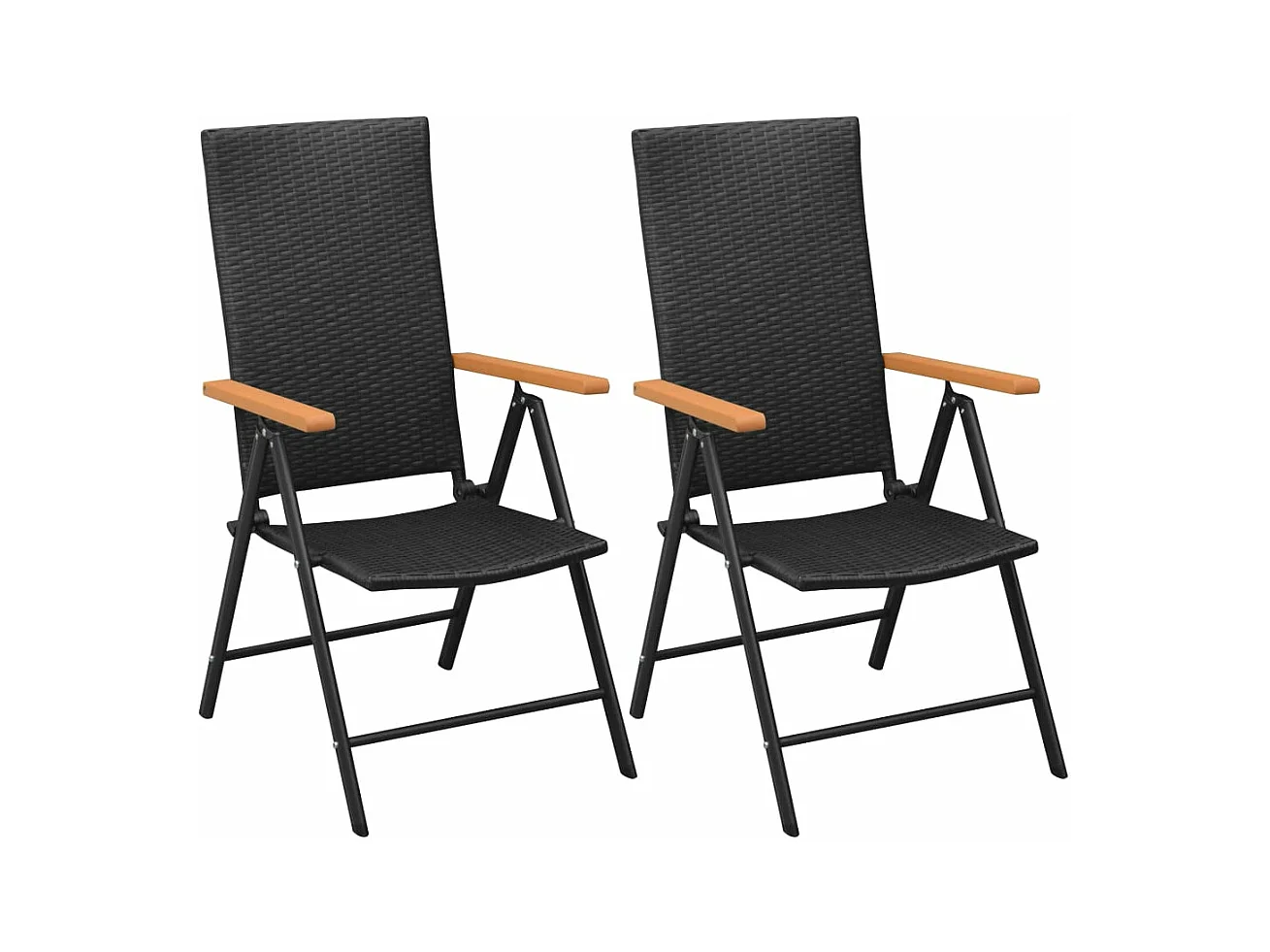 Chaises empilables de jardin 2 pièces Résine tressée Noir