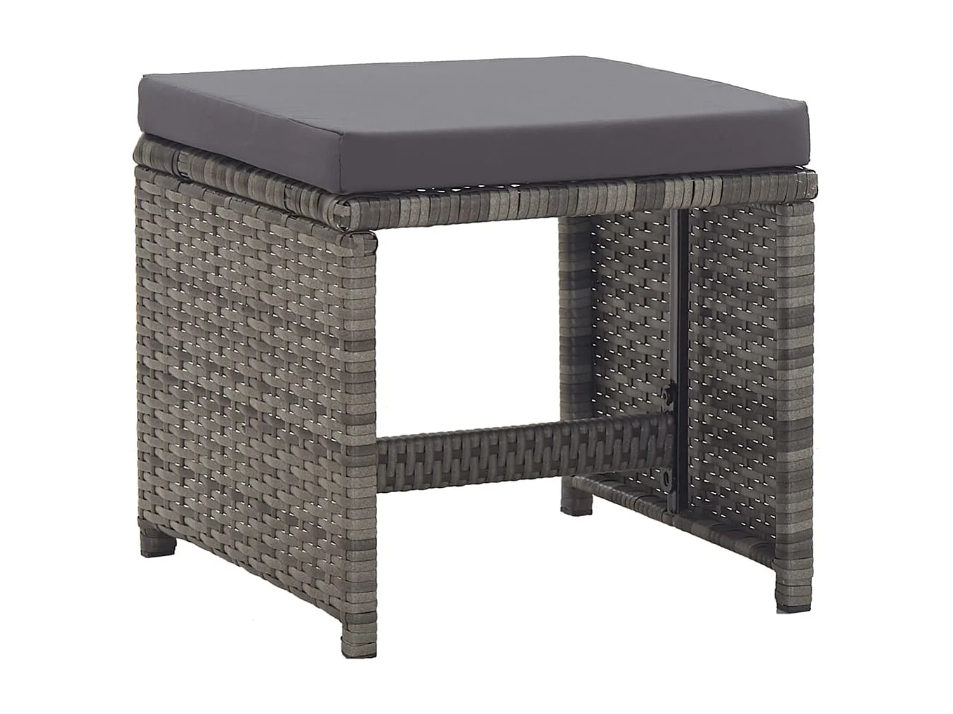 Taburetes jardín 2 unidades y cojines ratán sintético gris antracita