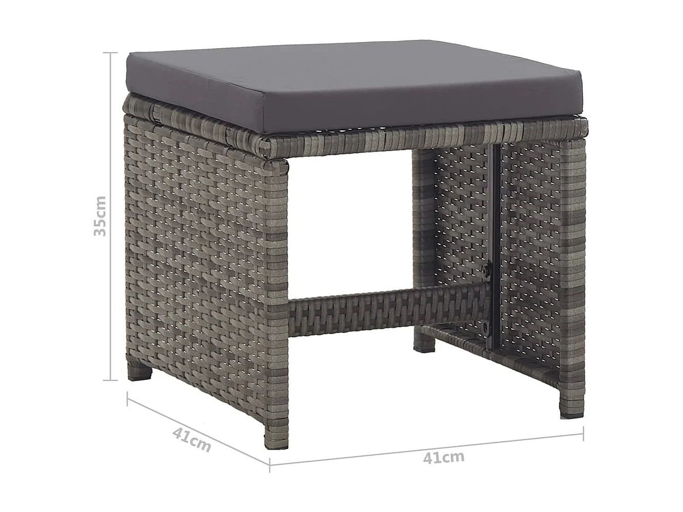 Taburetes jardín 2 unidades y cojines ratán sintético gris antracita