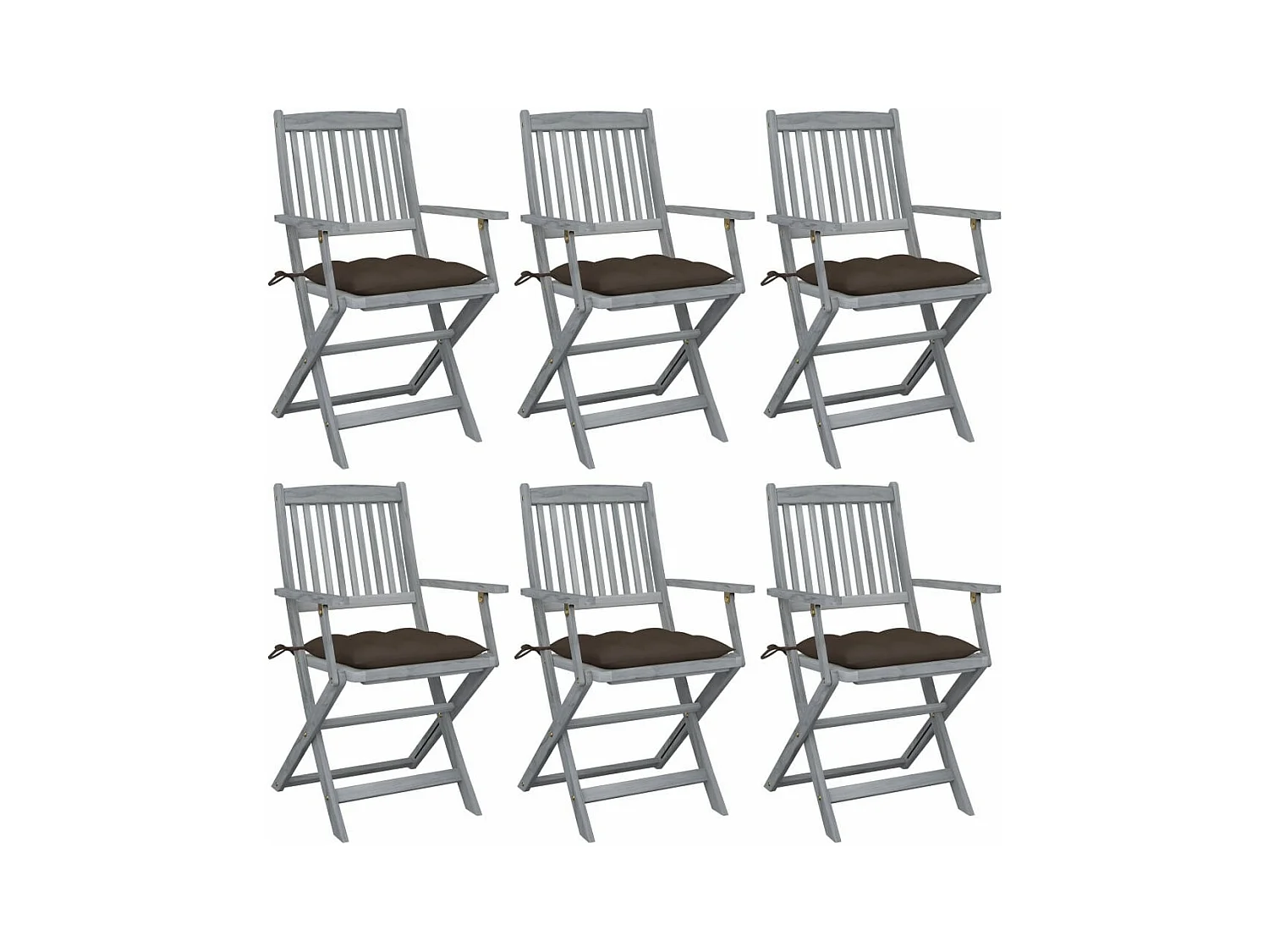 Chaises pliables d'extérieur 6 pièces avec coussins Bois d'acacia