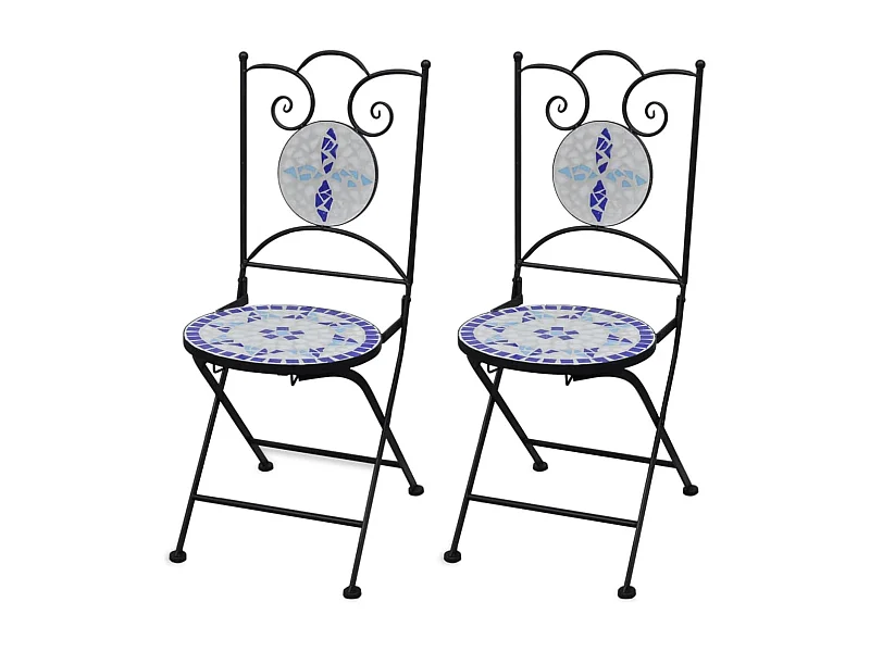 Bistrostoelen inklapbaar 2 st keramiek blauw en wit