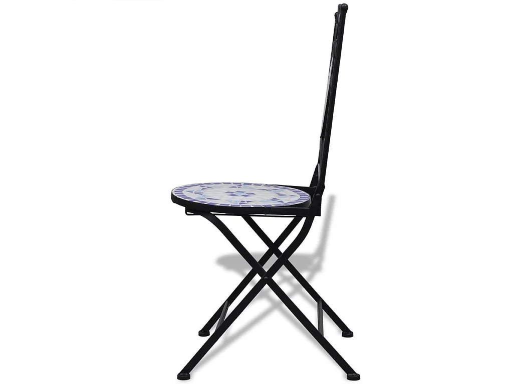 Chaises pliables de bistro 2 pièces Céramique Bleu et blanc