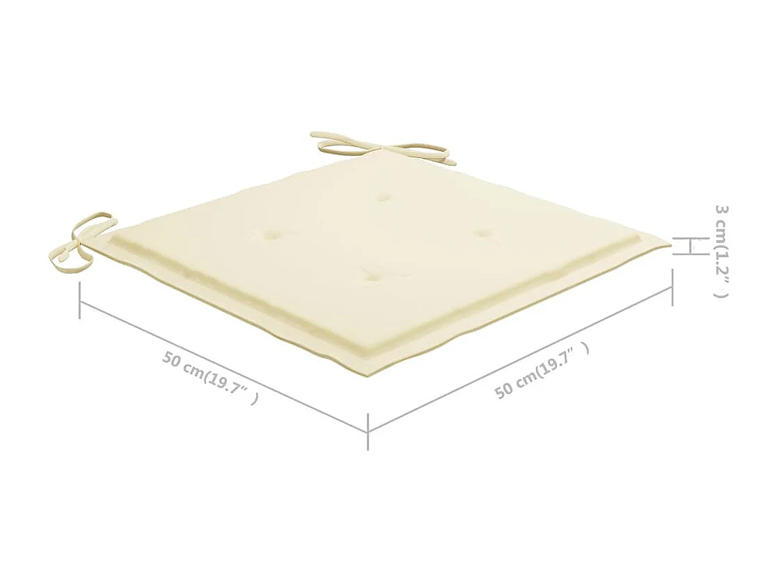 Cadeiras de jardim c/ almofadões cor creme 6 peças teca maciça