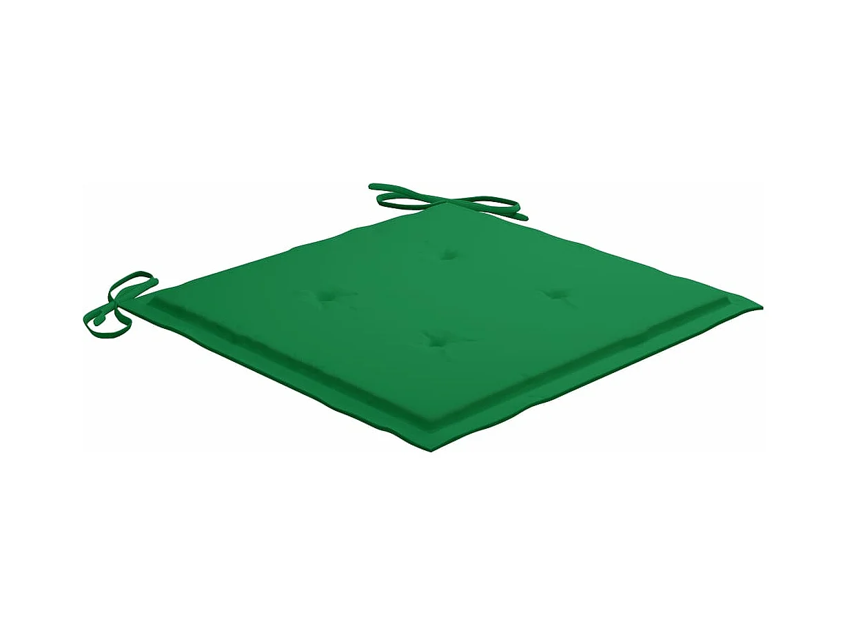 Chaises de jardin 6 pièces avec coussins vert Bois de teck massif