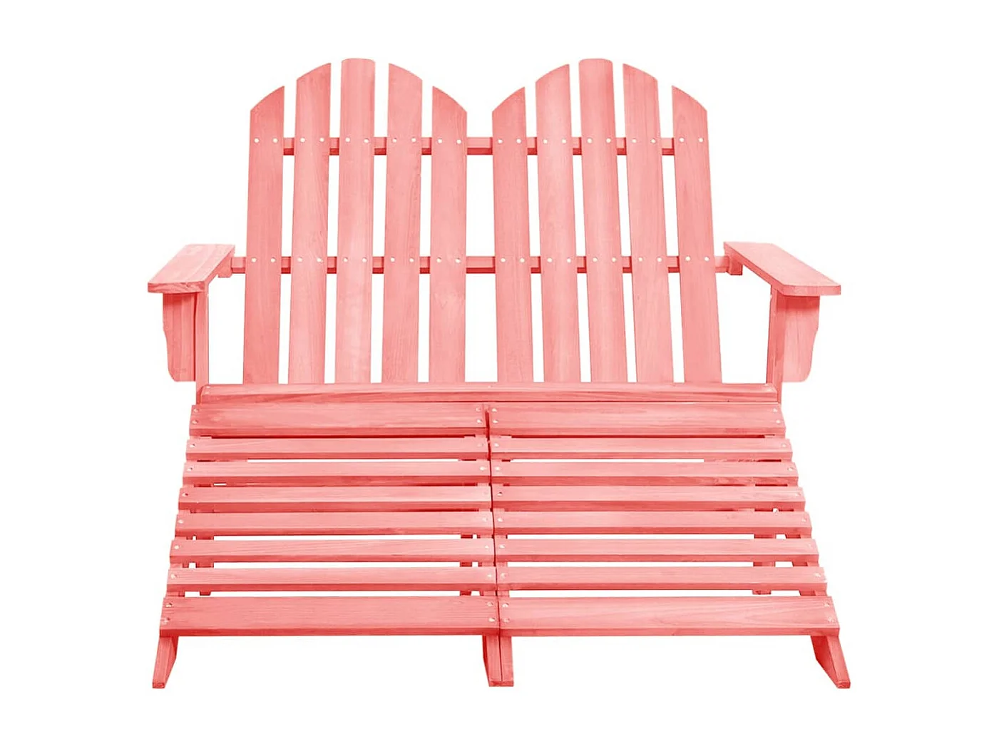 Chaise de jardin Adirondack 2 places et pouf Sapin Rose