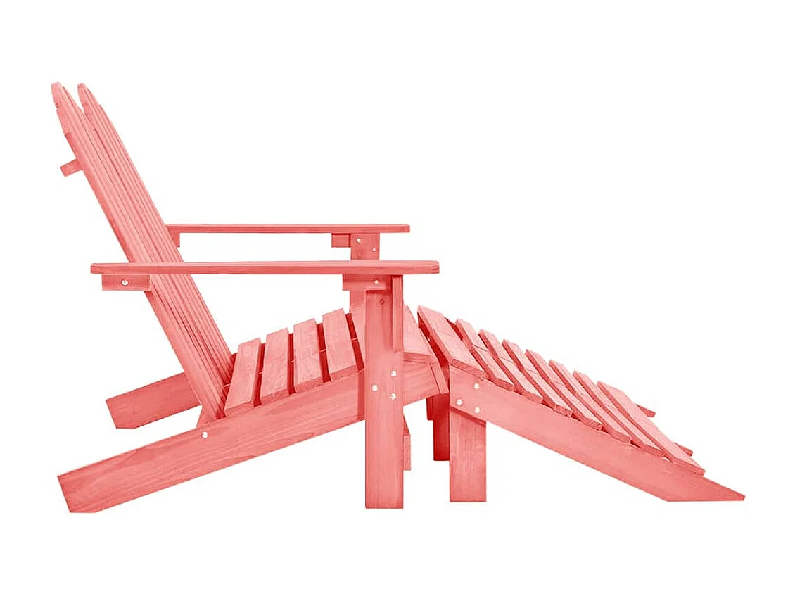 Chaise de jardin Adirondack 2 places et pouf Sapin Rose