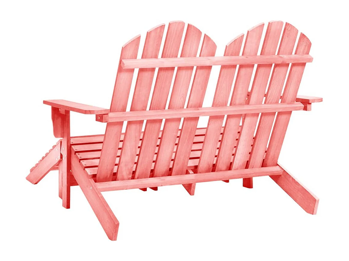 Chaise de jardin Adirondack 2 places et pouf Sapin Rose