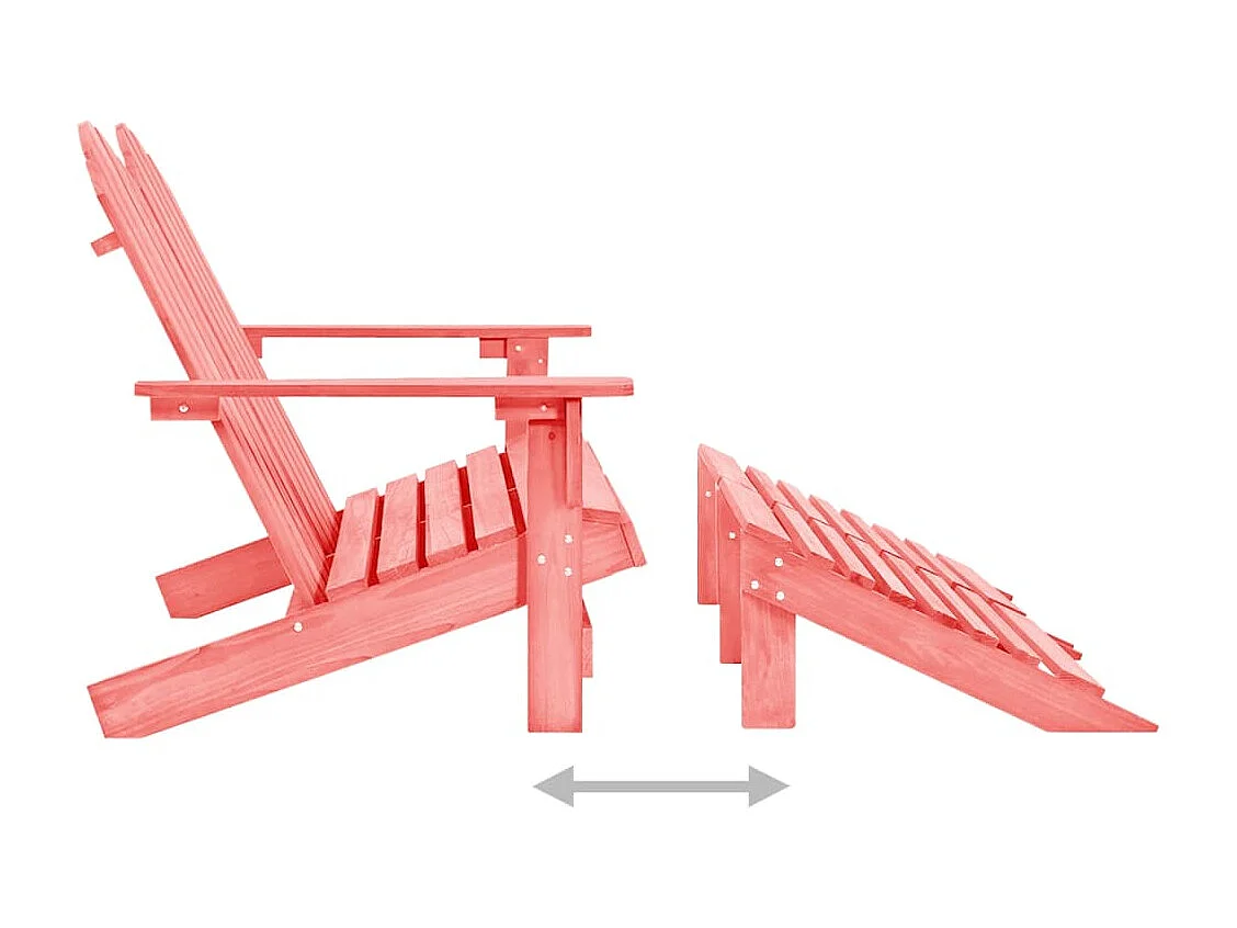 Chaise de jardin Adirondack 2 places et pouf Sapin Rose