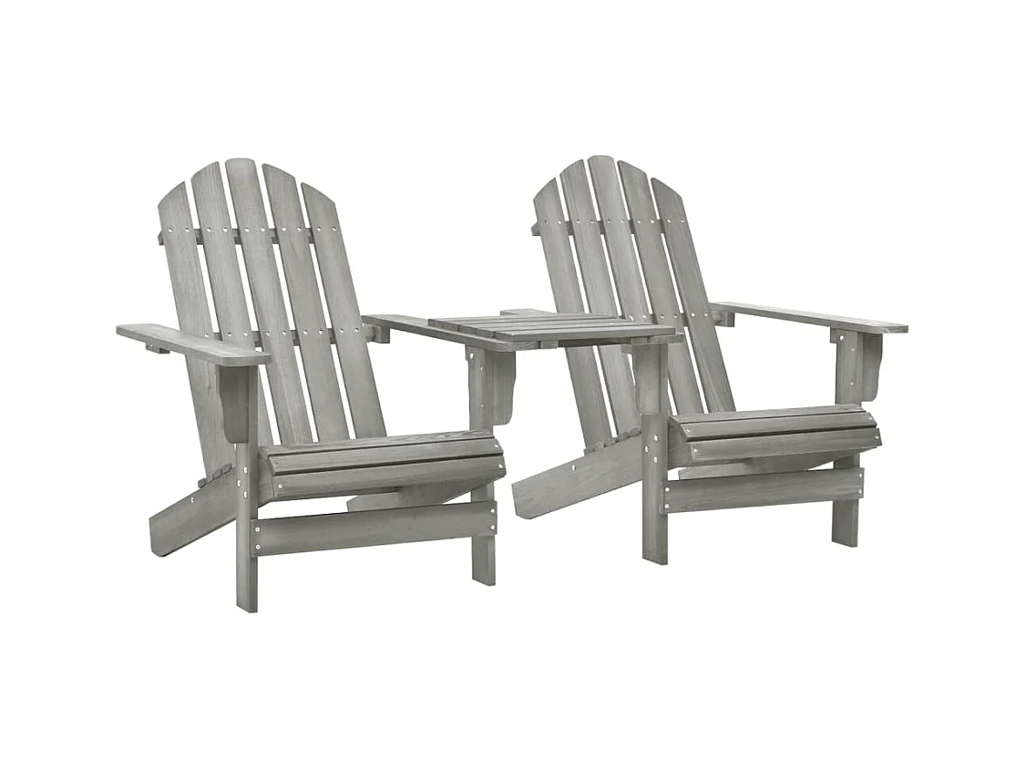 Chaises de jardin Adirondack avec table Bois de sapin Gris