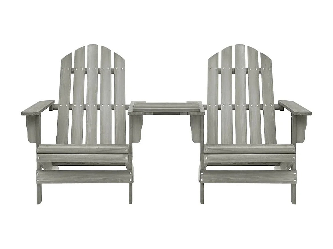 Chaises de jardin Adirondack avec table Bois de sapin Gris