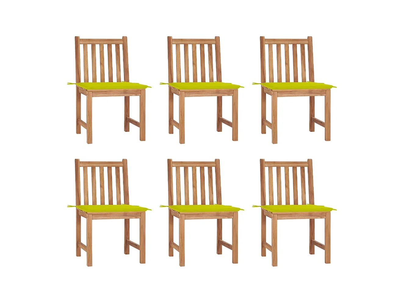 Chaises de jardin 6 pièces avec coussins Bois de teck massif