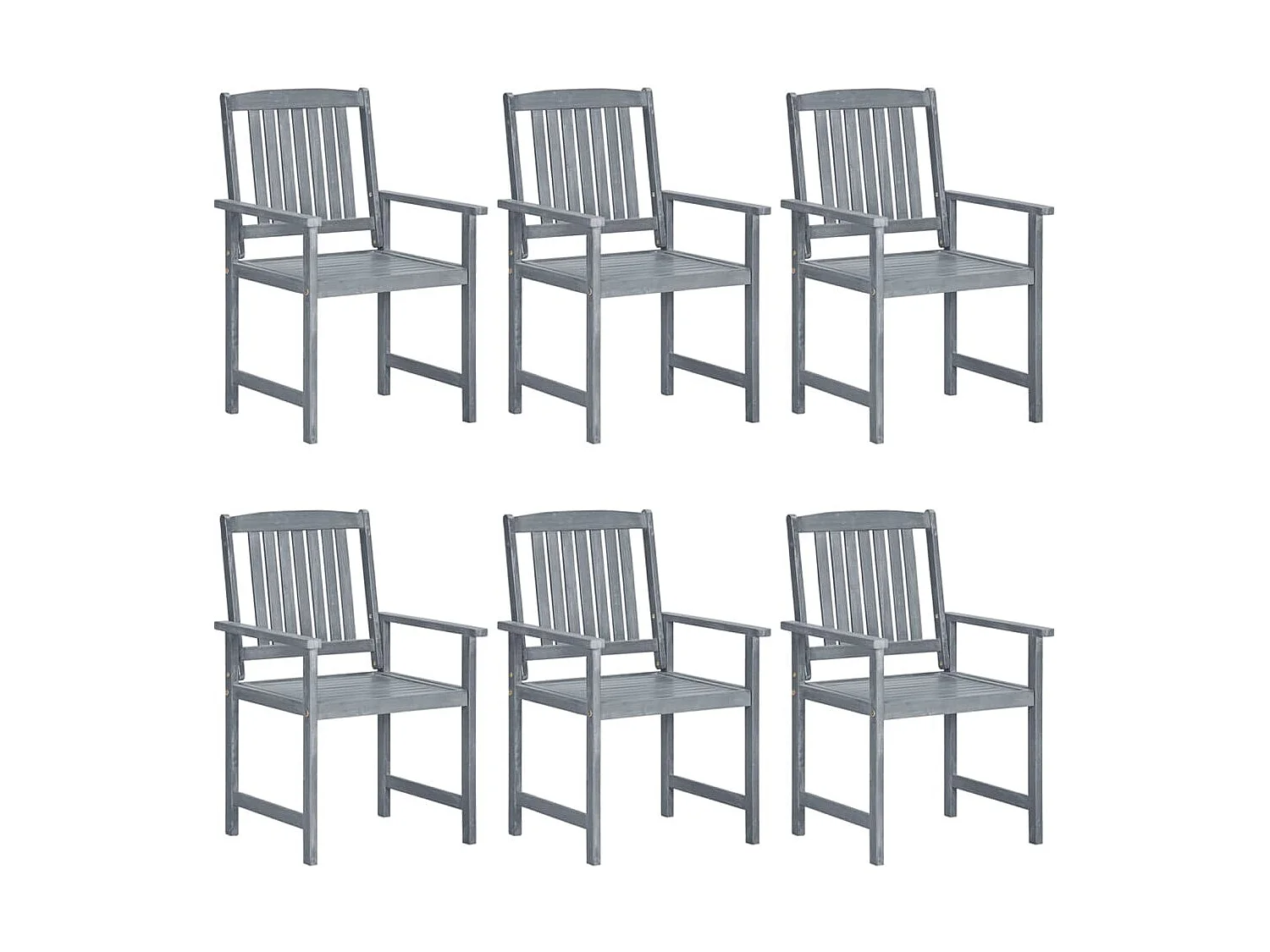 Chaises de jardin avec coussins 6 pièces Bois d'acacia massif Gris