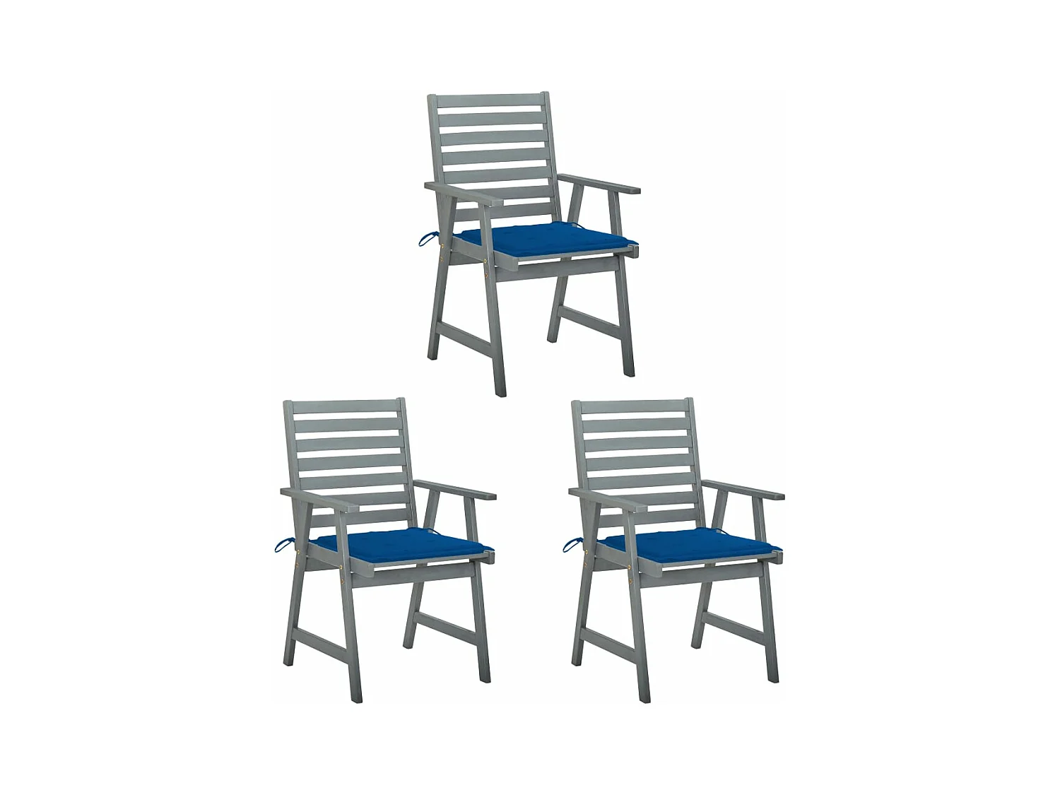 Sillas comedor de jardín 3 unidades madera maciza acacia y cojines
