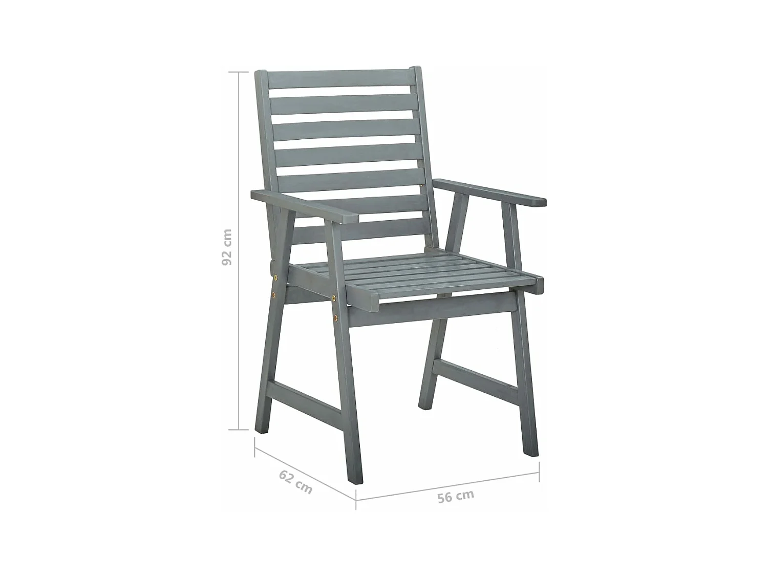 Chaises à dîner d'extérieur 3 pièces avec coussins Acacia massif