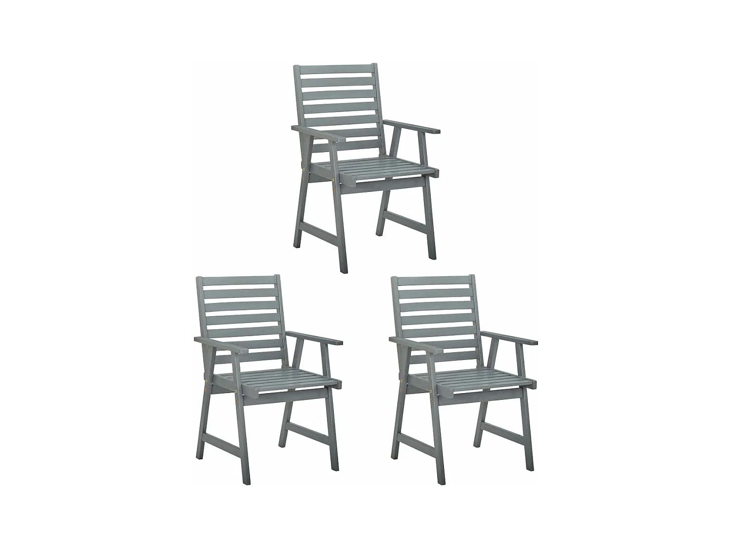 Chaises à dîner d'extérieur 3 pièces avec coussins Acacia massif