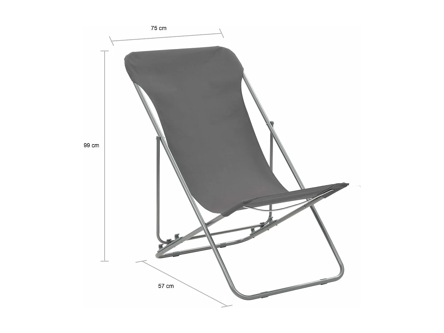 Chaises de plage pliables 2 pièces Acier et tissu oxford Gris