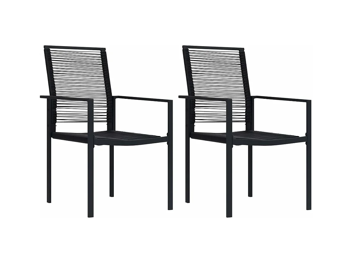 Chaises de jardin 2 pièces Rotin PVC Noir