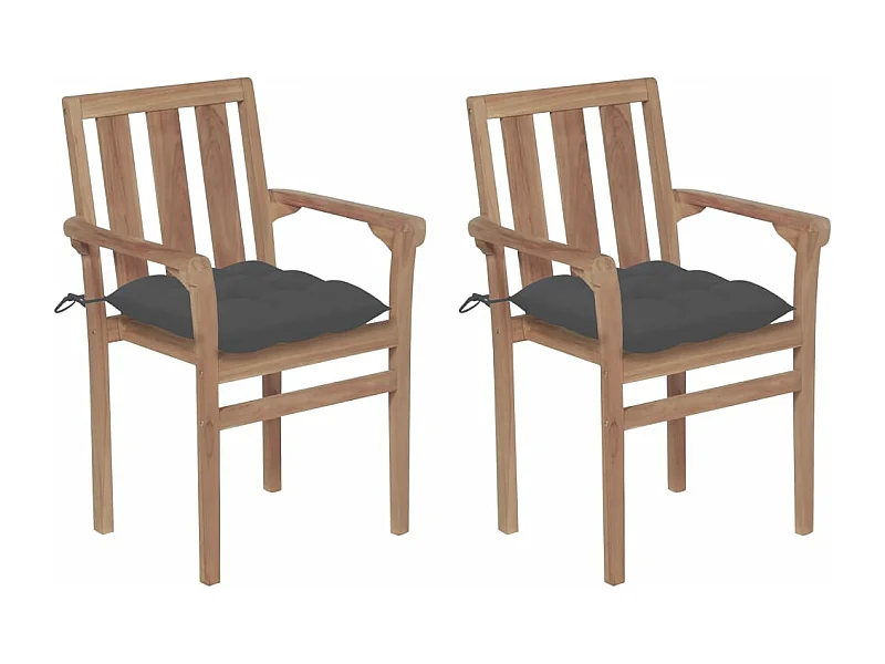 Tuinstoelen 2 st met antracietkleurige kussens massief teakhout
