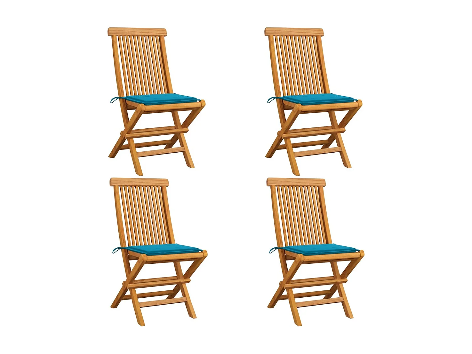 Chaises de jardin avec coussins bleu 4 pièces Bois de teck massif