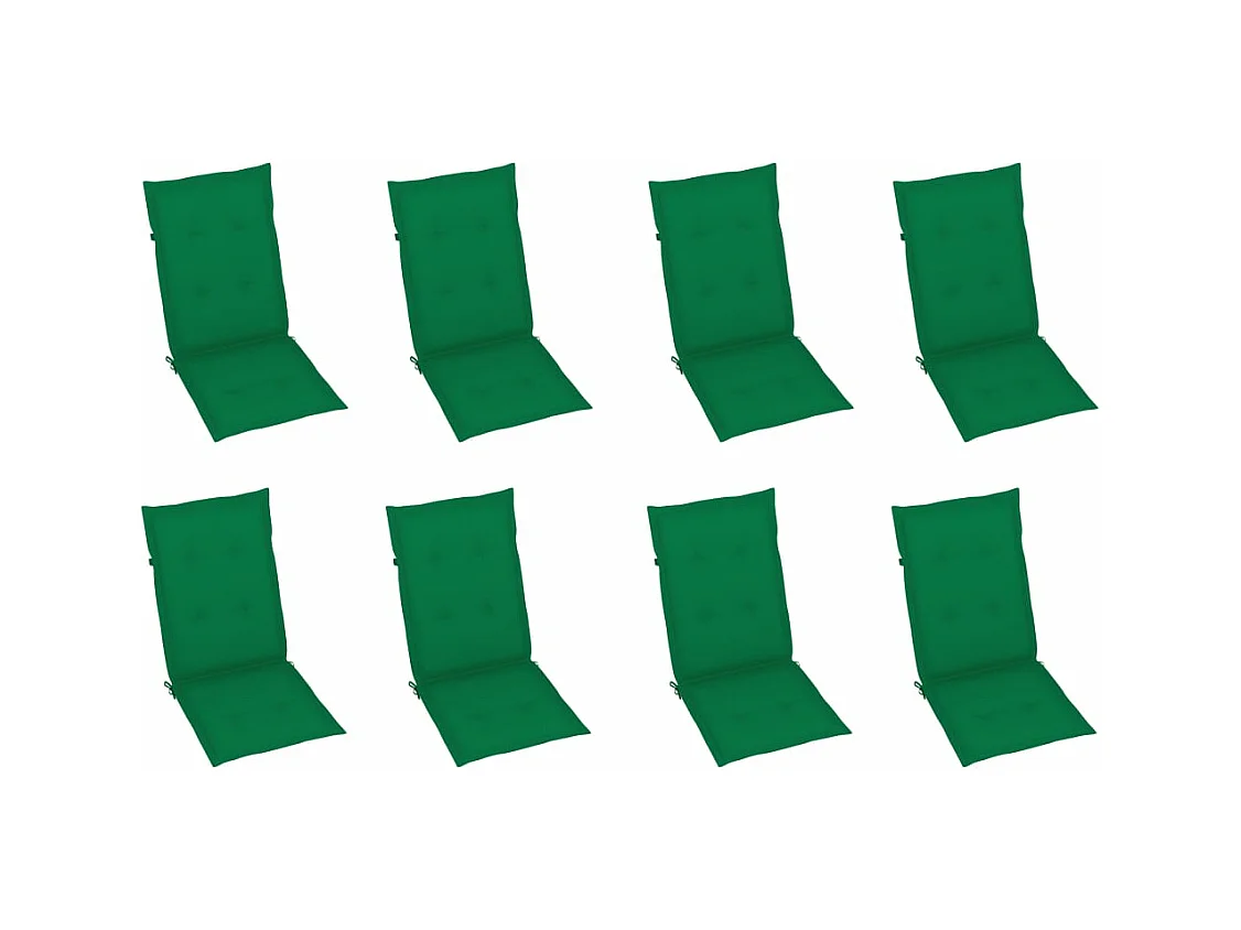Chaises inclinables de jardin avec coussins 8 pièces Teck solide