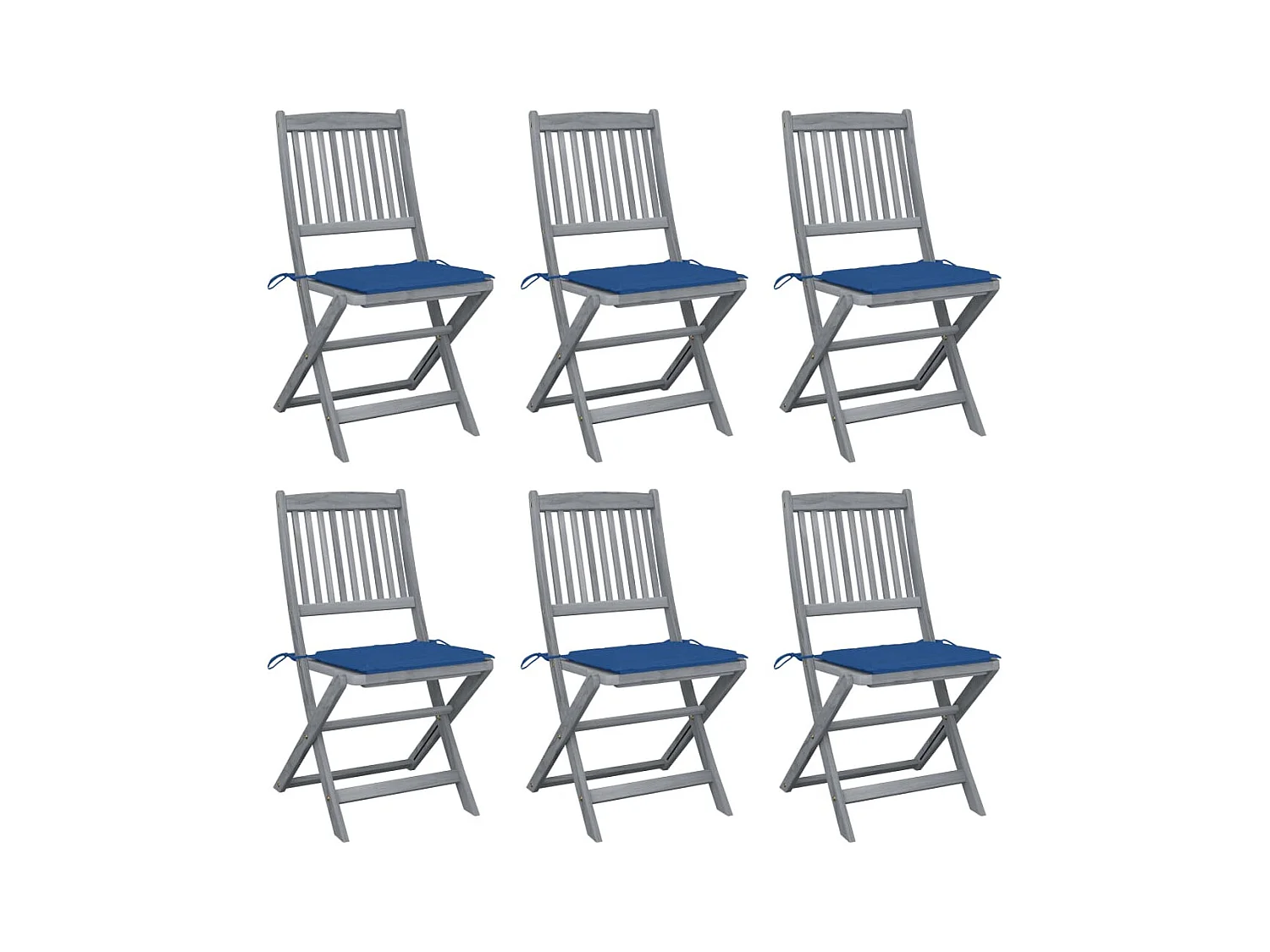 Chaises pliables d'extérieur 6 pièces avec coussins Bois d'acacia