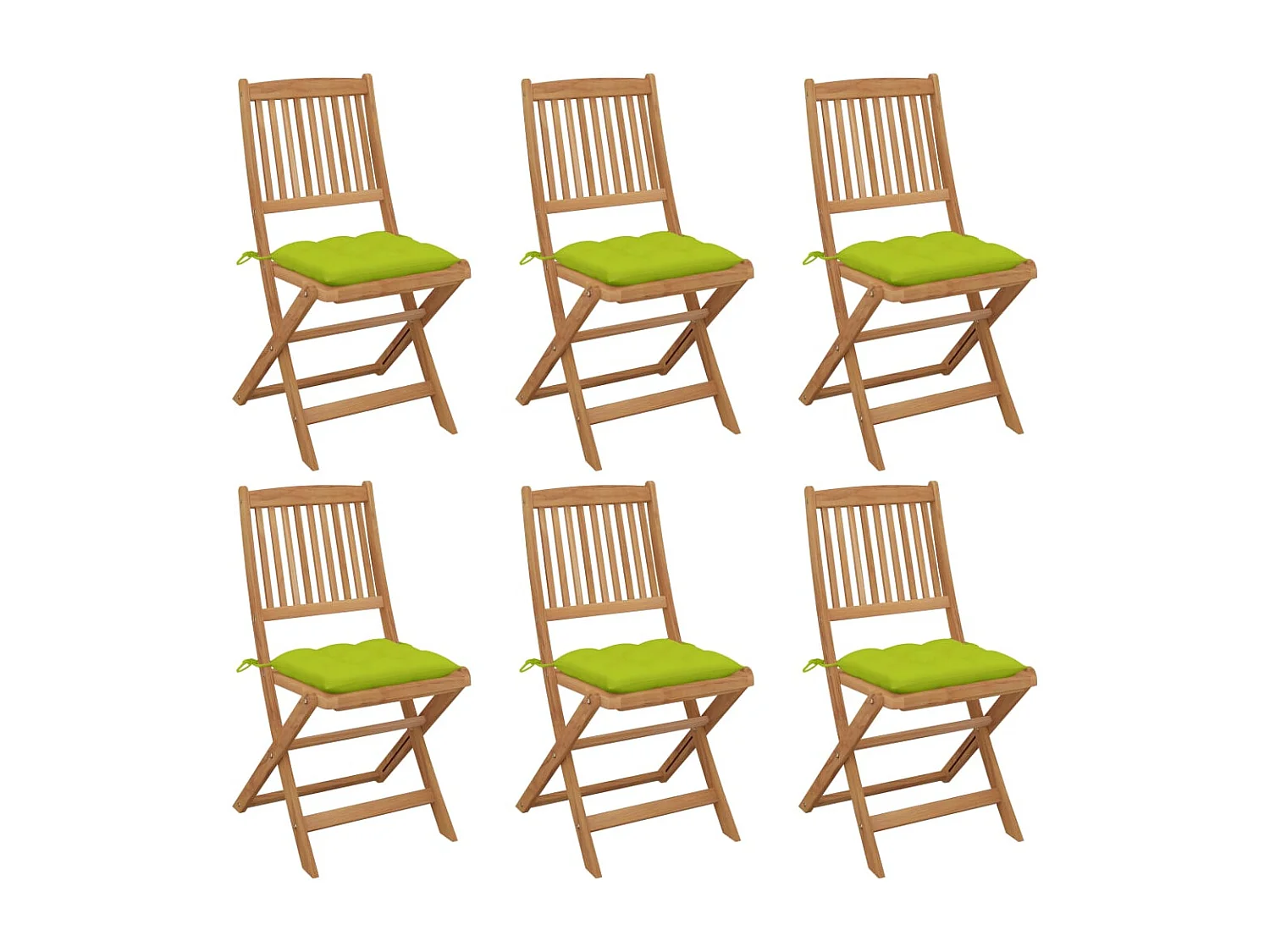Chaises pliables de jardin 6 pièces avec coussins Bois d'acacia