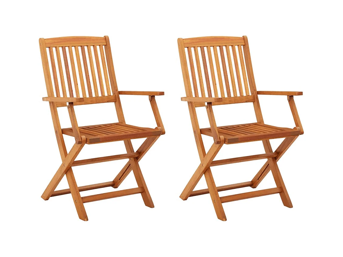 Chaises de jardin pliables 2 pièces Bois d'eucalyptus massif