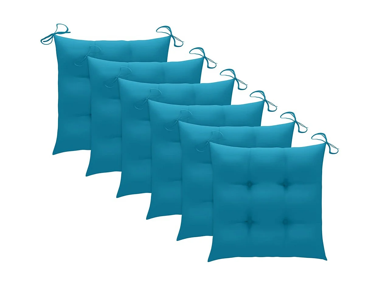Chaises de jardin 6 pièces avec coussins bleu clair Teck solide