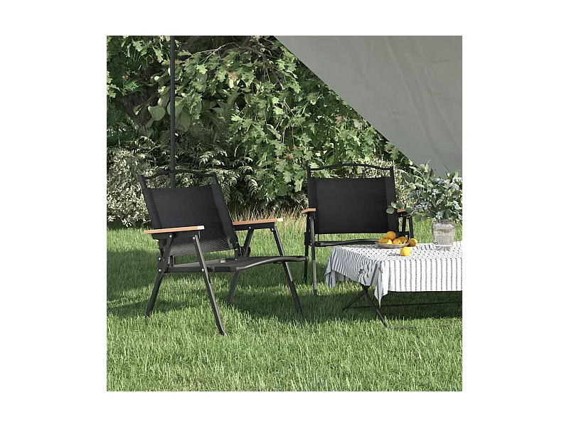 Cadeiras de campismo 2 peças 54x43x59 cm tecido oxford preto