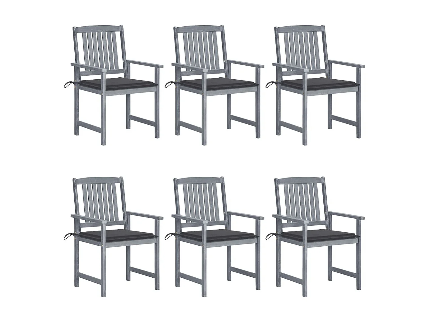 Chaises de jardin avec coussins 6 pièces Bois d'acacia massif Gris