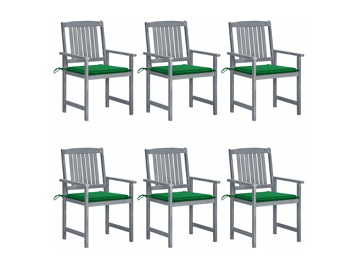 Chaises de jardin avec coussins 6 pièces Bois d'acacia massif Gris