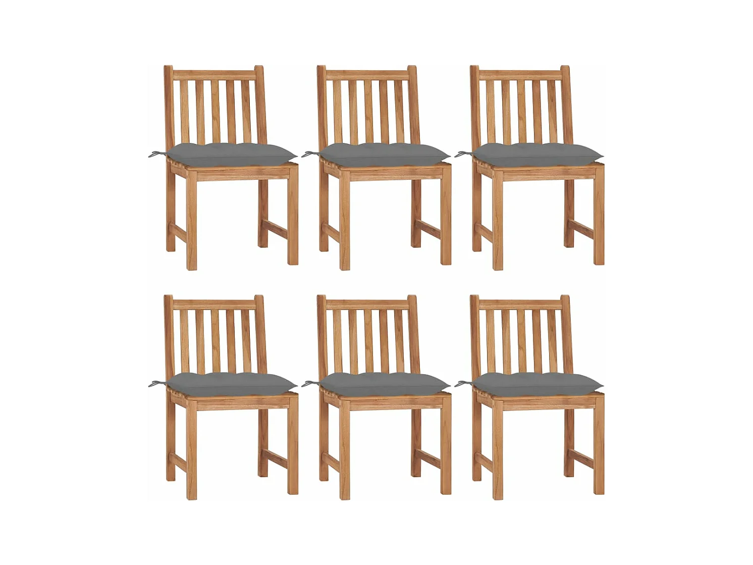 Chaises de jardin 6 pièces avec coussins Bois de teck massif