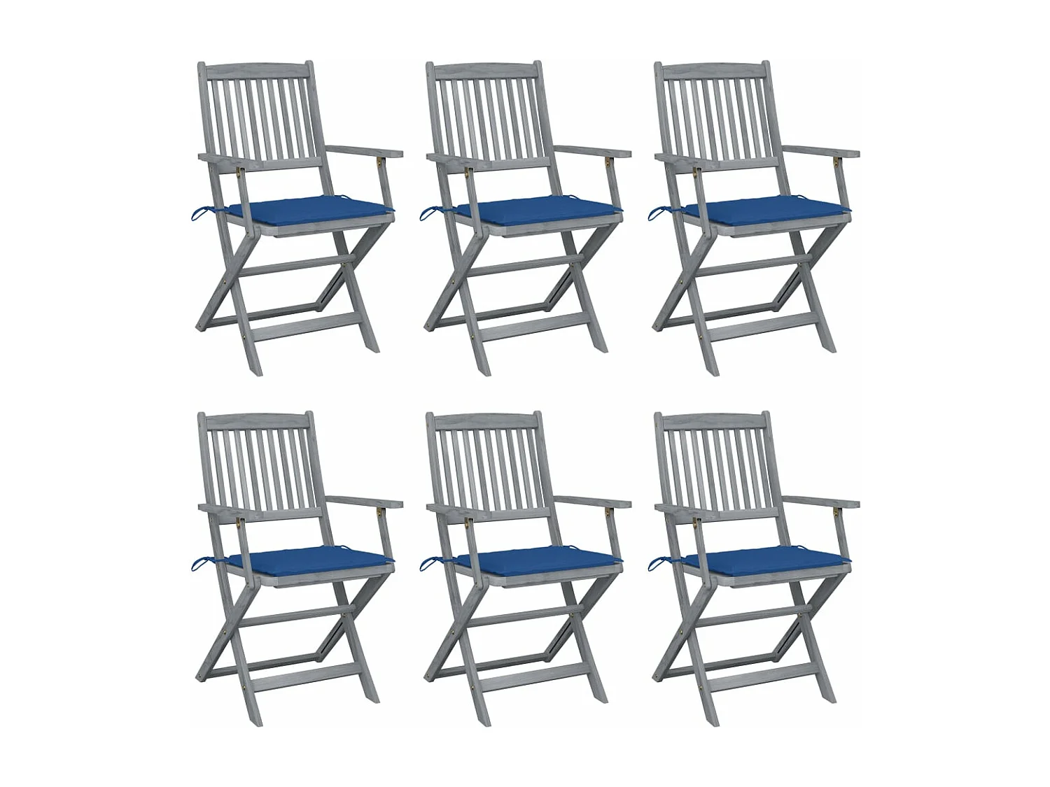 Chaises pliables d'extérieur 6 pièces avec coussins Bois d'acacia