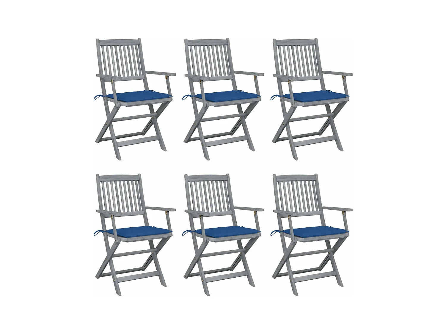 Chaises pliables d'extérieur 6 pièces avec coussins Bois d'acacia