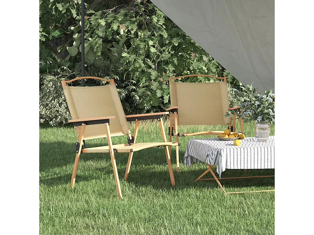 Chaises de camping 2 pièces Beige 54x55x78 cm Tissu Oxford