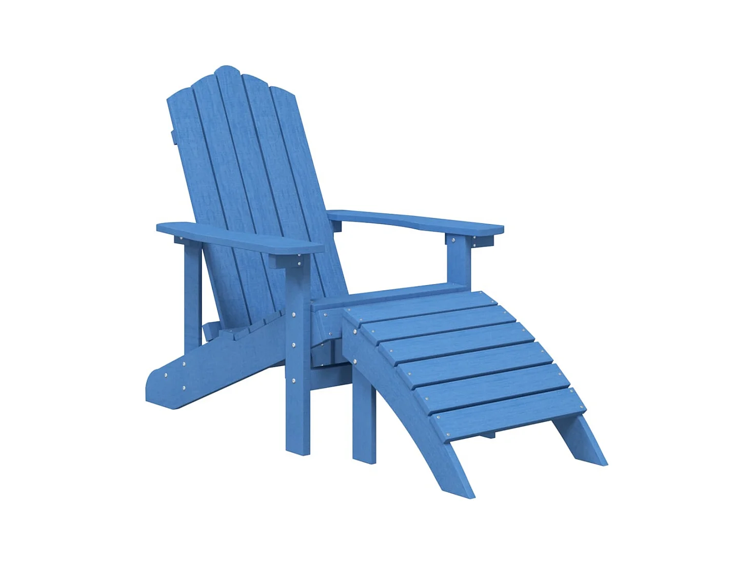 Sillas de jardín Adirondack reposapiés y mesa HDPE aguamarina